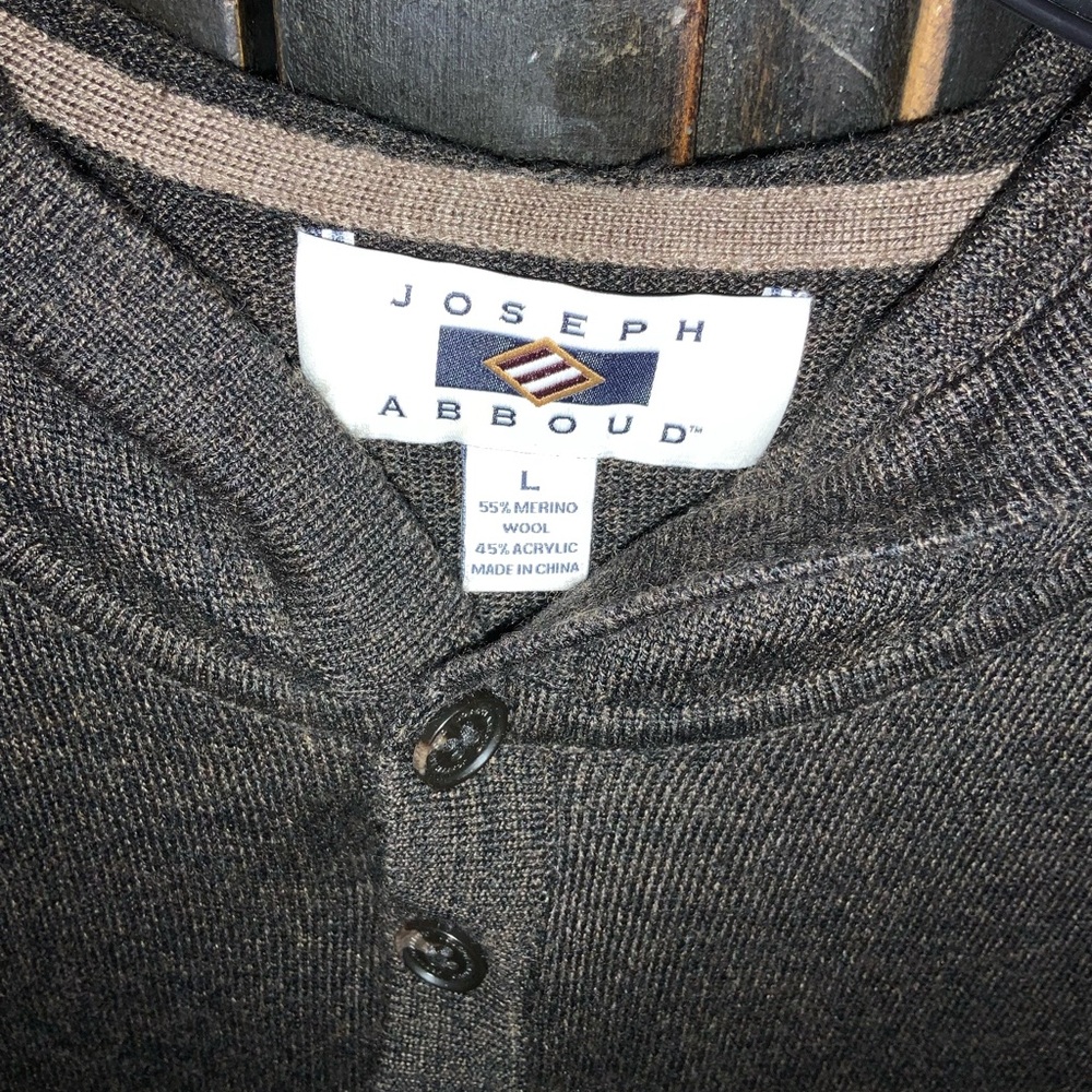 Wool Joseph Abboud button up sweater with hood